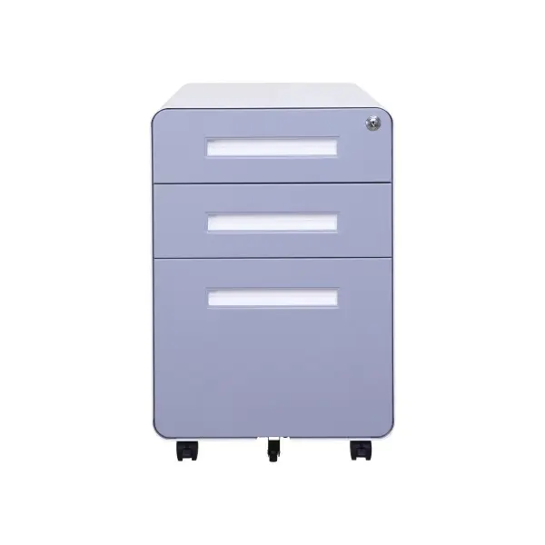 Rounded Edge Mobile Metal File Cabinet with Wheels